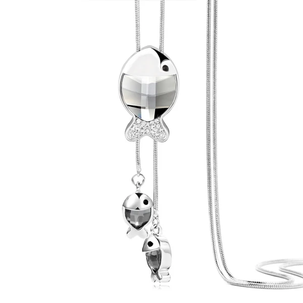 DuoTang, классическое ожерелье в виде совы, серебряное, длинная цепочка в виде попкорна, животные, хрустальные стразы, подвеска, ожерелье для женщин, подарок, ювелирное изделие - Окраска металла: I