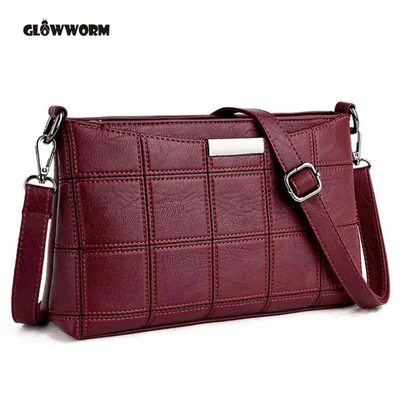 

Women Genuine Leather Plaid Messenger Bags Sac a Main Shoulder Bags Women Crossbody Bag Ladies High Quality Sheepskin Handbags