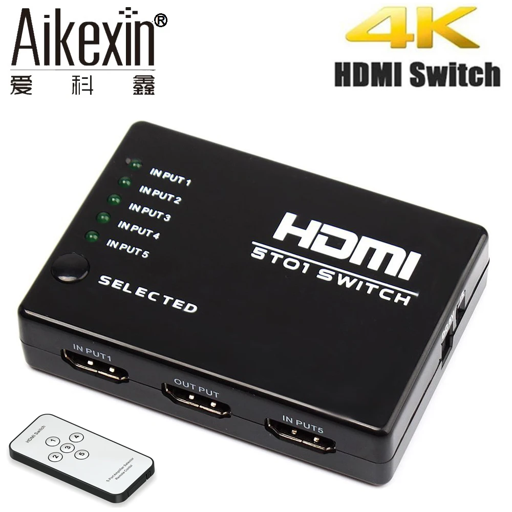 Aikexin 5 портов HDMI коммутатор 5x1 ИК пульт дистанционного управления Поддержка 1080P 4K x