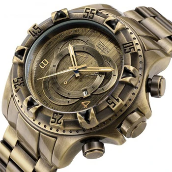 

Vintage Copper Watch Men Fashion Top Brand Luxury Bronzed Quartz Wristwatch Men Date Clock Copper Stainless Steel Watches Men