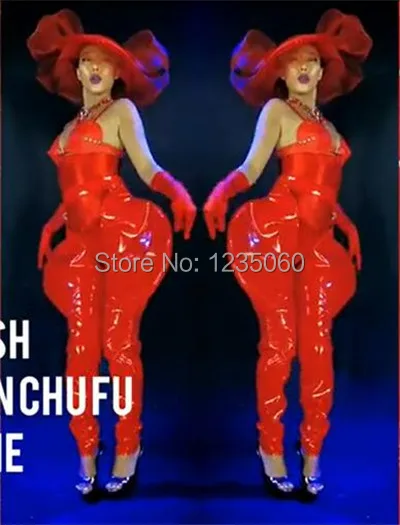 Nightclub-Female-Red-Chinese-Style-Hat-Ballroom-Costumes-Dance-Team-Sexy-Lady-Party-Clothes-Singer-Dancer (4)_