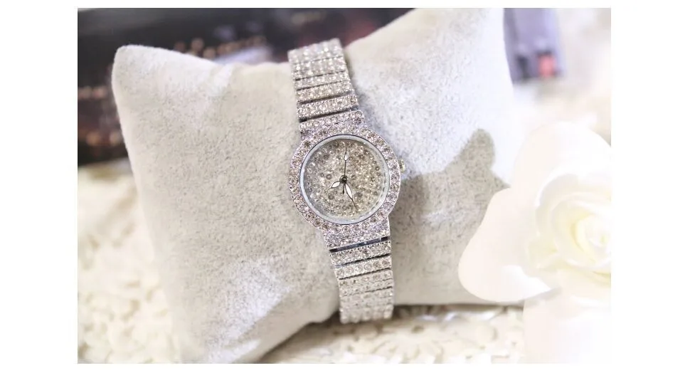 charme relógio strass bling cristal bangle
