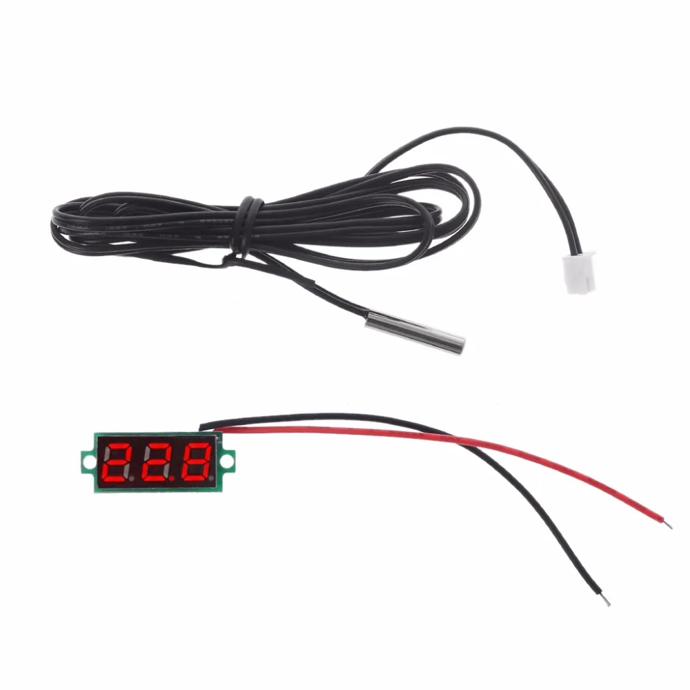 

0.28" Display Digital Thermometer With NTC Metal Probe Temperature Sensor Detector