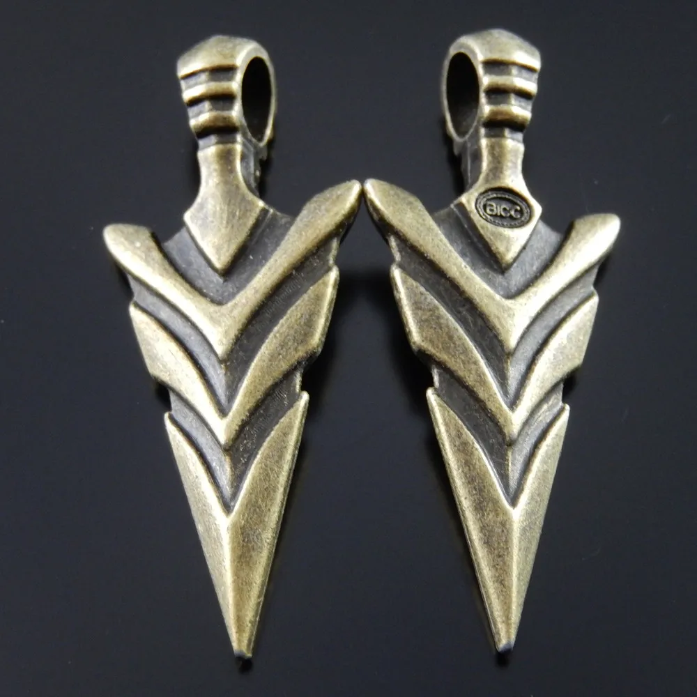 10PCS Vintage Cool Sword Pendants AU37018 Antique Vintage Style Bronze Tone Alloy Cool Arrow Head Pendant Charm Hot sale