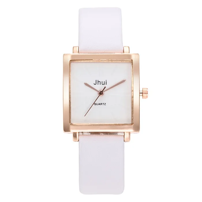Роскошные Брендовые женские квадратные часы с браслетом, наручные часы с кожаными кристаллами, женские кварцевые часы, Прямая поставка - Цвет: white