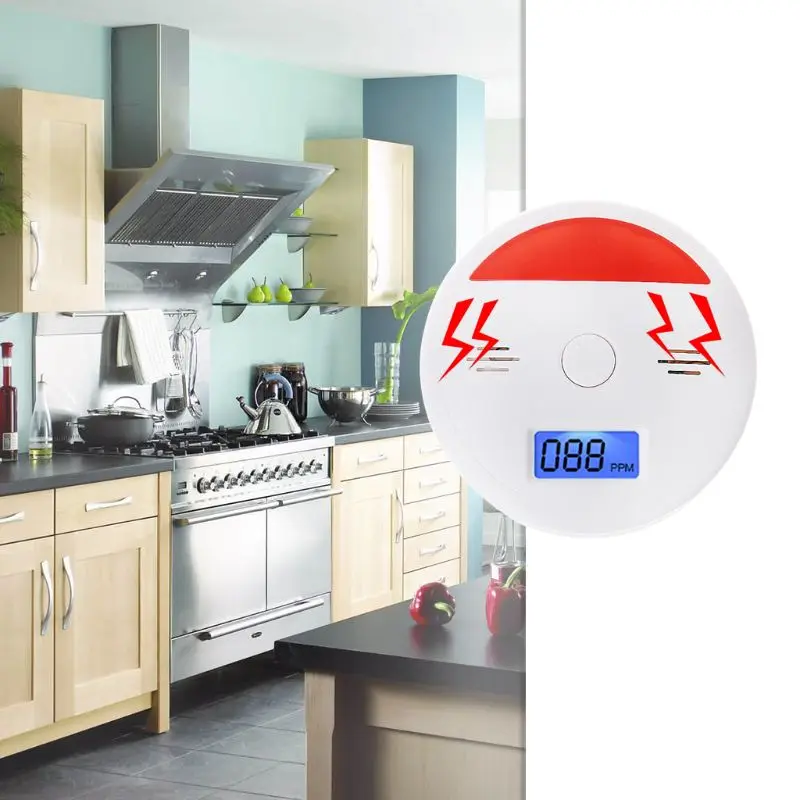 

Sound And Red Light CO Sensor LCD Carbon Monoxide Poisoning Alarm Detector 85dB
