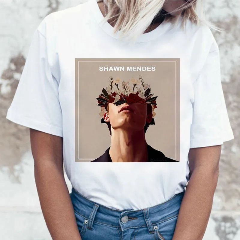 Женская уличная футболка Shawn Mendes с коротким рукавом размера плюс графикой летняя
