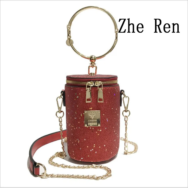 

2018 new style single shoulder bag Retro leather bag mini Messenger bag cylindrical package bucket women bag