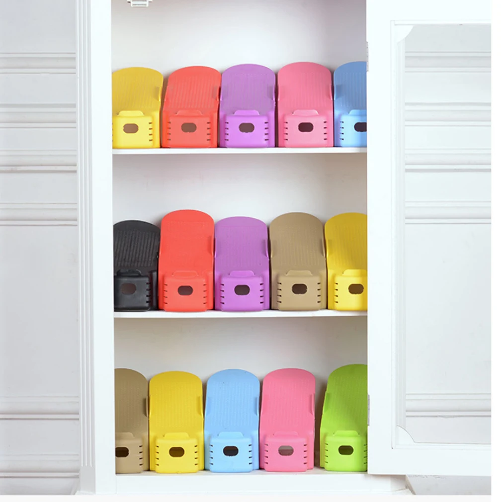 Регулируемый двойной Layper обувной стеллаж для хранения гостиной ванной удобный обувной ящик Органайзер Подставка Полка 8 цветов