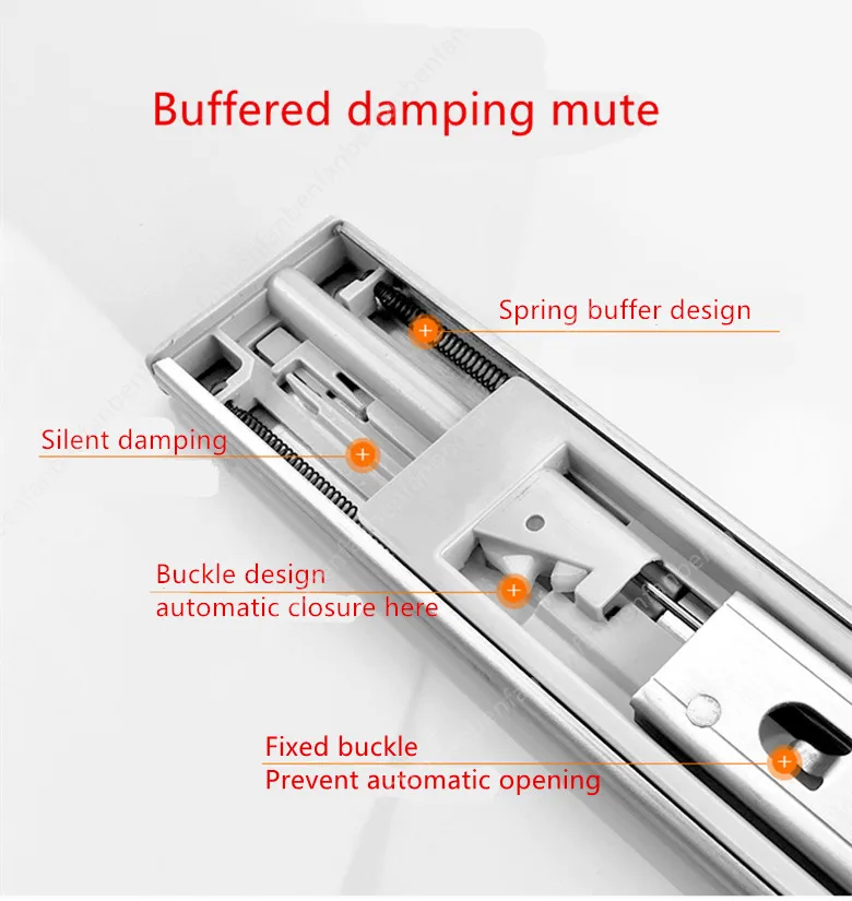 1 пара, длина 20 дюймов, боковое крепление из нержавеющей стали, шариковый подшипник, 3 секции, выдвижной ящик, бесшумный буфер, мягкое закрытие