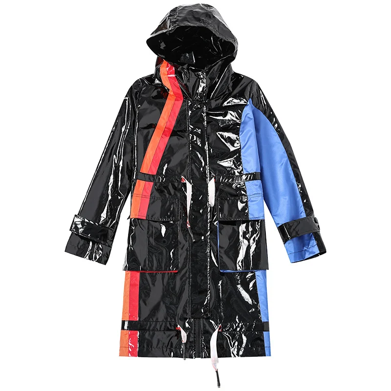 VKBN Windbreaker Girls Long Paragraph Autumn 2018 New Pattern Tide Brand Hip-hop Easy Ins Even Hat Loose Coat Woman Coats