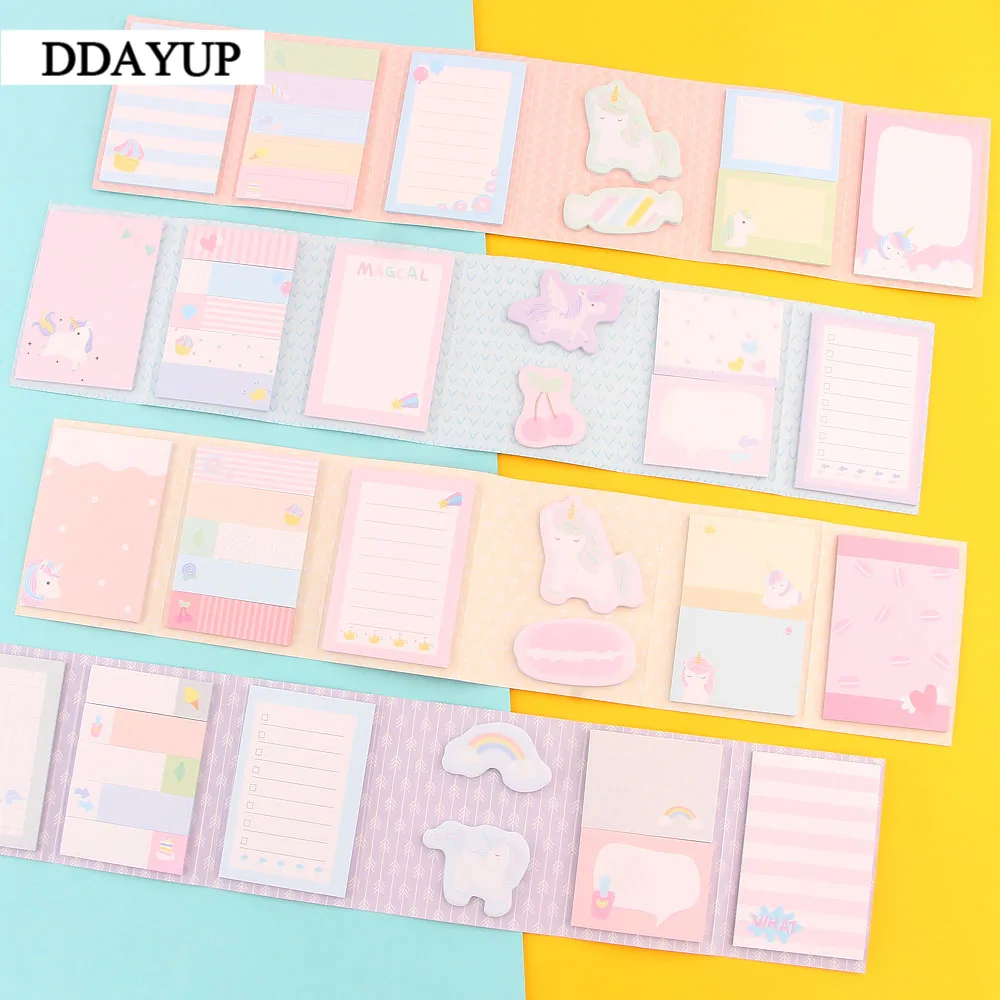 

Cartoon Unicorn 6 Folding Memo Pad N Times Sticky Notes Memo Notepad Bookmark Gift Stationery