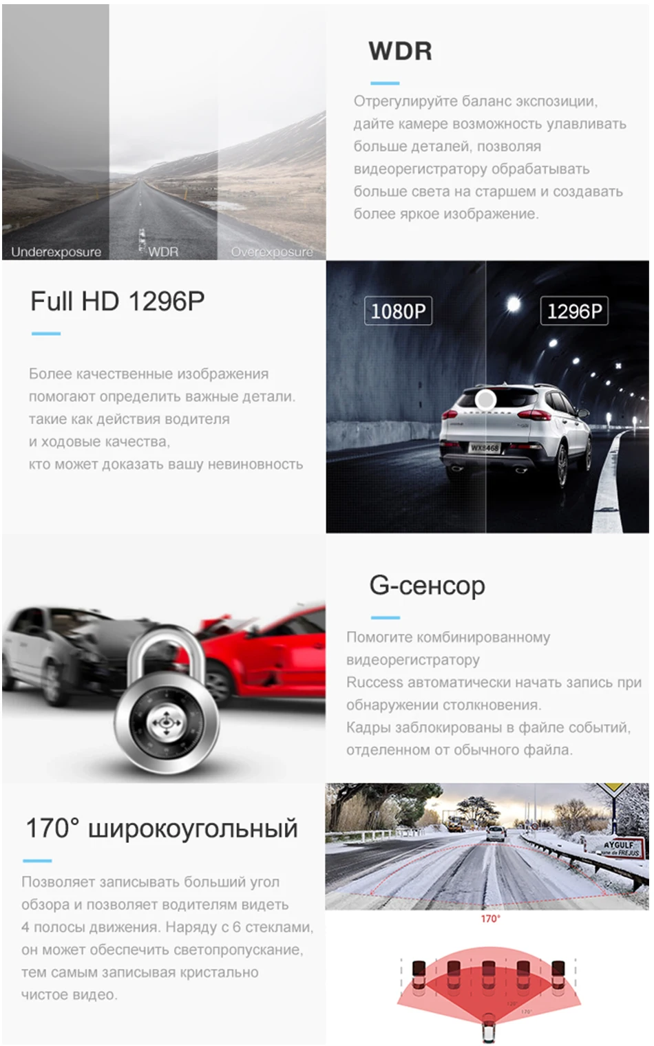 RUCCESS Radar Detectors Anti Car Radar Detector for Russia with GPS Police Radar 170 Degree CAR DVR Full HD 1080P Video Recorder (12)