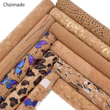 Chzimade 1 yarda A3 A4 A5 Vintage Tela de cuero sintético de corcho suave para bolsos de ropa hecha a mano tela de coser bricolaje Floral artesanal