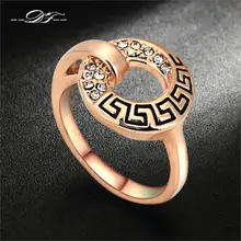 Double Fair CZ Diamond Rings Rose Gold Plated/Silver Tone Cubic Zirconia Ring Fashion Anniversary Jewelry For Women DFR221