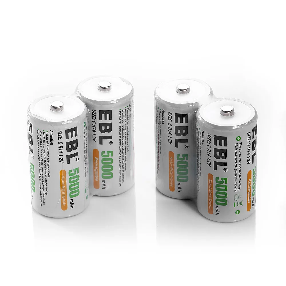 EBL 4 шт. 1 2 v 5000mAh размер C R14 Ni MH аккумуляторные батареи для фонарика игрушки камера