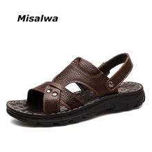 Misalwa/очень удобные мужские летние сандалии из натуральной кожи, мужские повседневные сандалии, массажные функции, роскошные Брендовые мужские туфли