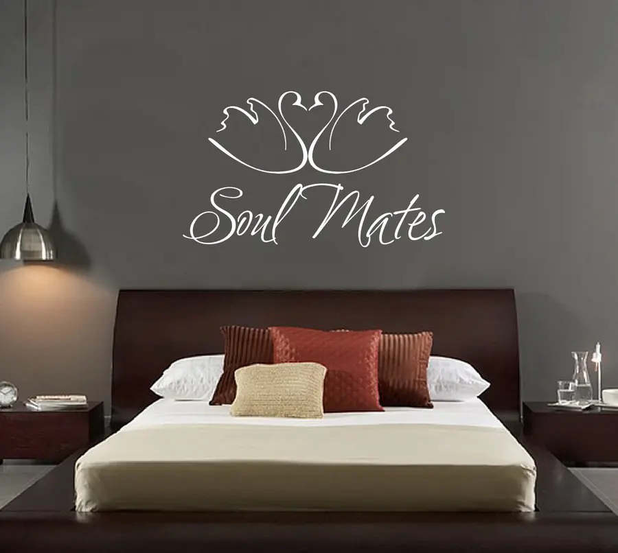 Us 7 05 25 Off Swans Animal Wall Decal Quotes Soul Mates Vinyl Wall Stickers Master Bedroom Headboard Home Decor Wedding Wall Decals Mural Sy27 In