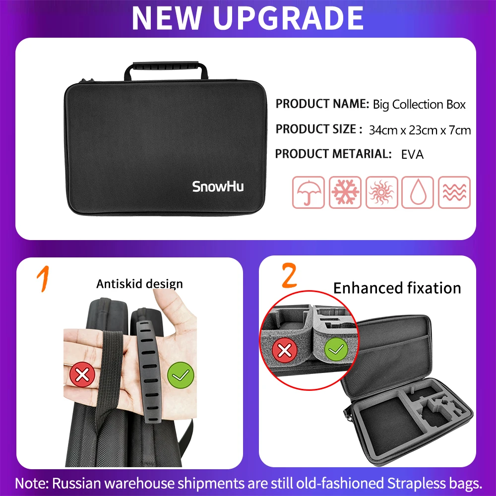 Online SnowHu para Gopro accesorios para ir pro hero 8 7 6 5 4 3 kit de 3 selfie palo para Eken h8r xiaomi para yi 4K EVA GS02