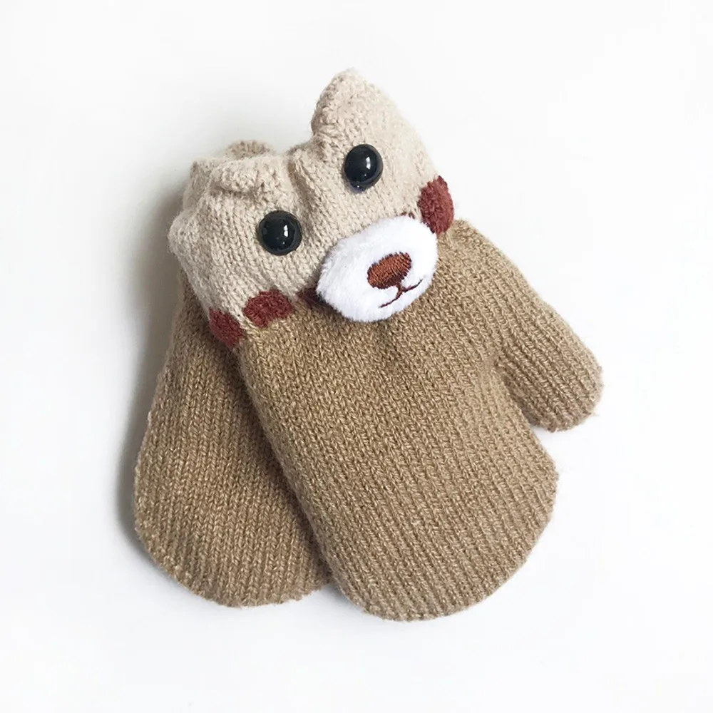 TELOTUNY/ модные детские зимние теплые варежки с рисунком медведя из мультфильма для мальчиков и девочек; перчатки; IU20