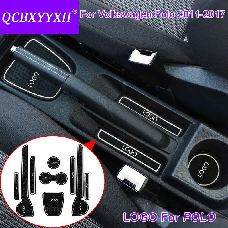 

QCBXYYXH Car Styling Slot Pad Interior Door Groove Mats Latex Anti-Slip Cushion Auto Accessories For Volkswagen Polo 2011-2017