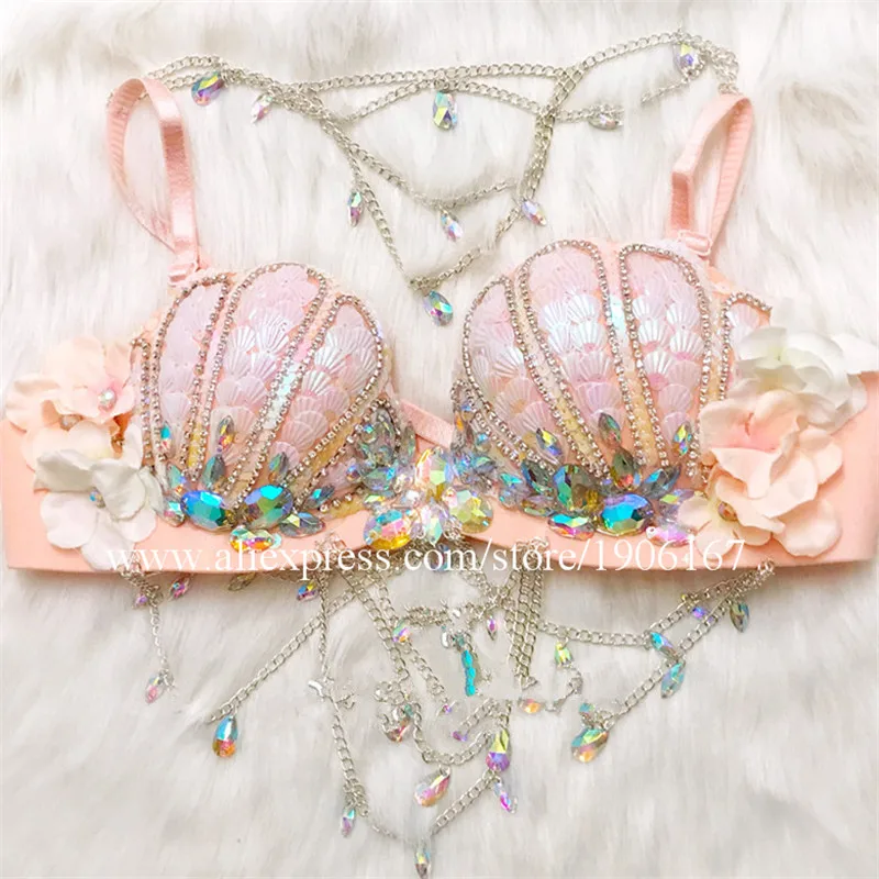 TUTU skirt RAVE BRA set Symphony shell diamonds performance performances clothing Didi equipment electric syllables music festival03