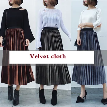 

Autumn and winter velvet cloth velvet 100 fold Korea DIY fashion fabric wrinkle wrinkle accordion pleated skirt