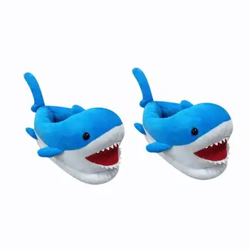 

New Funny Shark Shaped Cotton Slipper Winter Slippers Female Child Slippers Cute Plush Slipper Indoor Cotton Shoes 3-6 Years Old