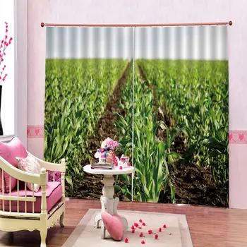 

green plant curtains 3D Curtain Luxury Blackout Window Curtain Living Room Blackout curtain