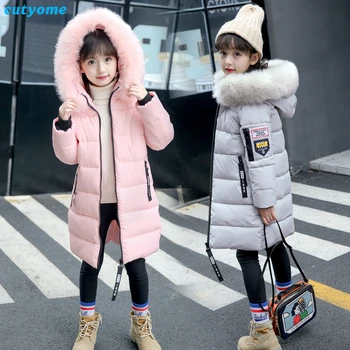 

Cutyome Teenage Girls Parka Coats 2018 New Winter Children Hooded Long Cotton Thicken Jackets Coats Kids Warm Overcoats Clothing