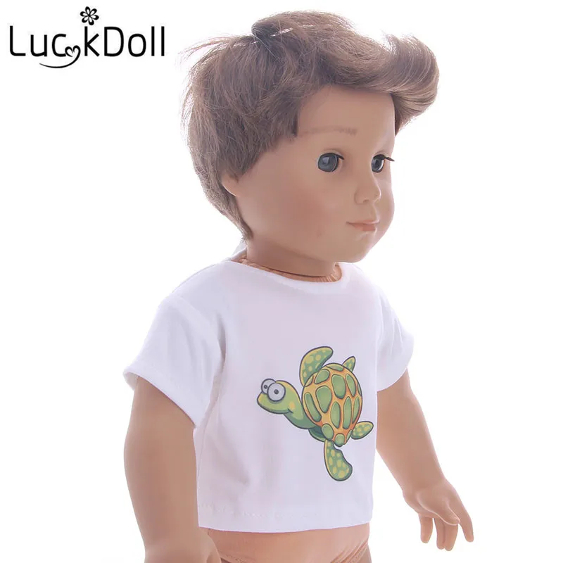 LUCKDOLL хлопковая Футболка Подходит для 18-дюймовые американская кукла Logan кукла мальчик одежда аксессуары игрушки для детей