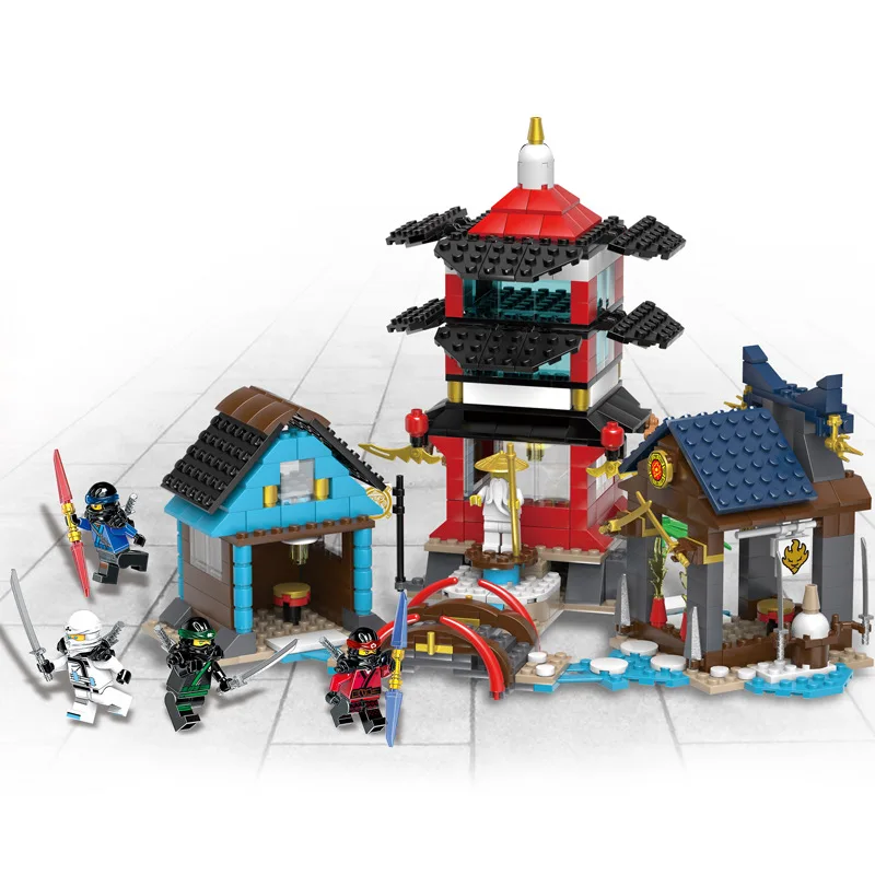 

4pcs/lot Ninja Temple DIY Building Block Sets Toy educational Toys For Children building blocks Kids Gift For Children High-Q