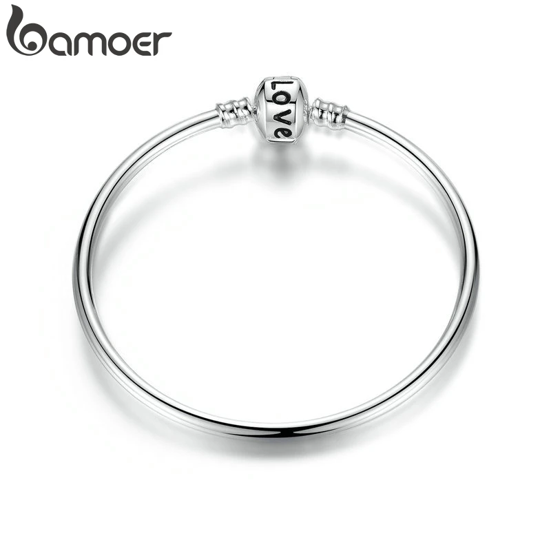 

BAMOER Classic Snake-clasp with LOVE Stamp DIY Bangle for Beads & Charms Women Jewelry 3 Size PA9009