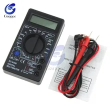 Dt830b mini multímetro lcd digital multimetro para volt amp ohm tester medidor voltímetro amperímetro proteção contra sobrecarga com sonda