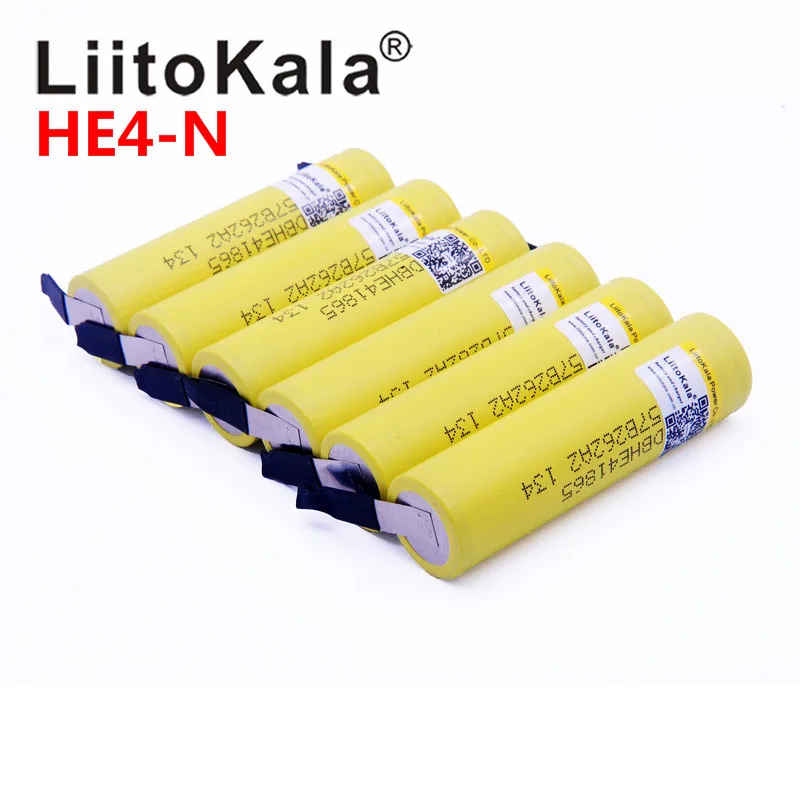 LiitoKala 18650 he4 3,6 V батарея 2500mAh 20A 35A высокий расход HE4 18650 батарея электроинструменты+ DIY никель