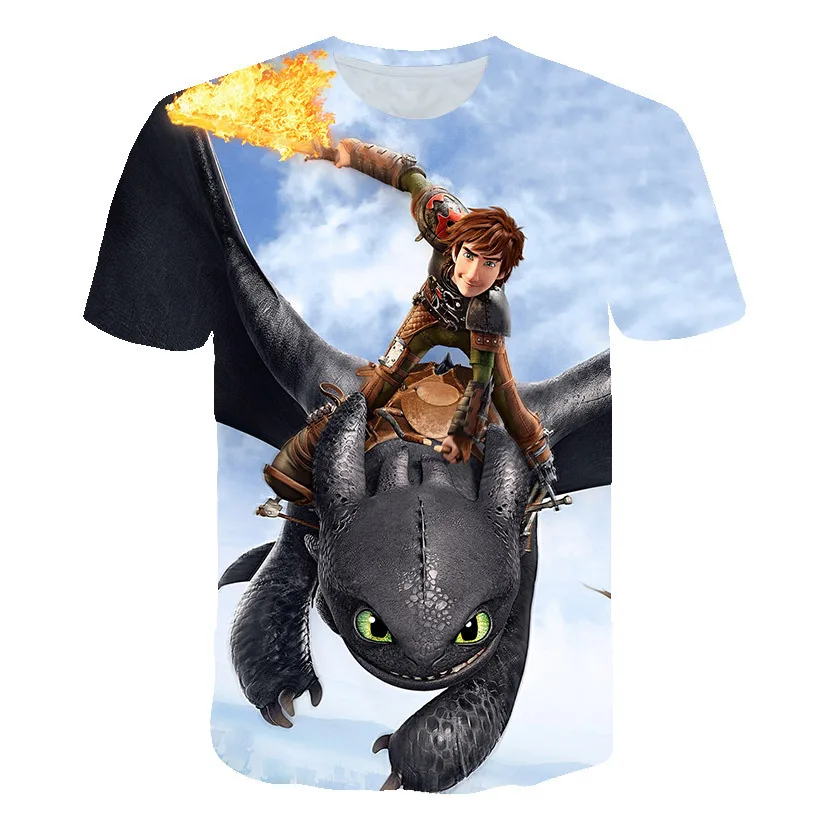 Летняя футболка для мальчиков детская футболка «Как приручить дракона 3» футболка с 3D принтом для девочек, топы с рисунками, футболки, детская одежда - Цвет: style 1