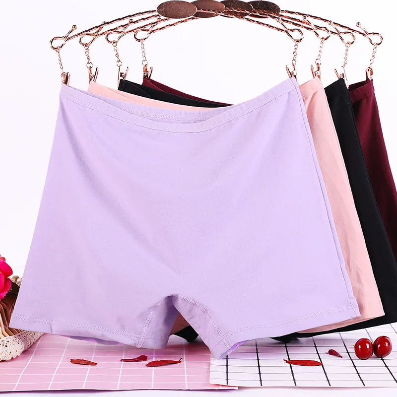 

New Solid Color Lady Briefs Smooth Breathable Underwear Comfortable Cotton High-rise Large Size Boxer Briefs