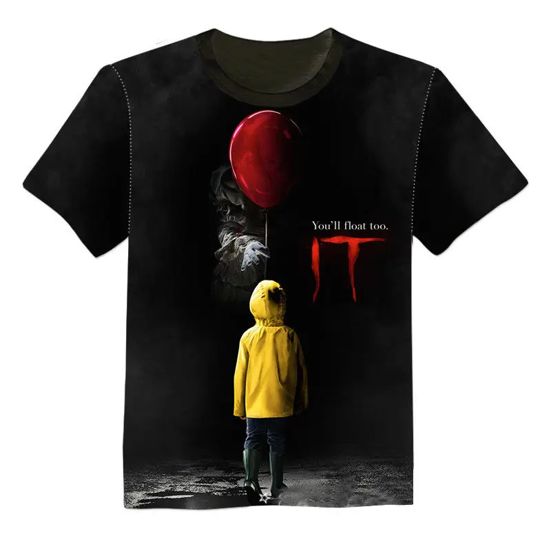 Новая футболка с 3D принтом Стивен Кинг это фильм Pennywise ужас клоун для мужчин и женщин