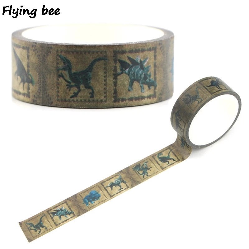 

Flyingbee 15mmX5m Dinosaur Paper Washi Tape Animals Creative Adhesive Tape DIY Scrapbooking Sticker Masking Tape X0332