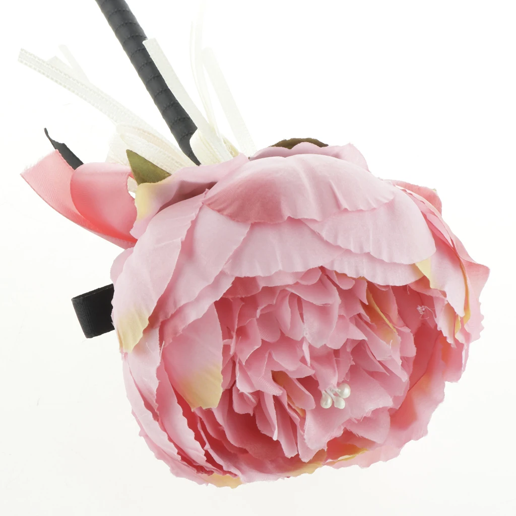 Wedding Guest Book Signing Pen Banquet Party Prom Crystal Ribbon Peony Flower Ball Pen With Ribbon And Flower Ball Decor