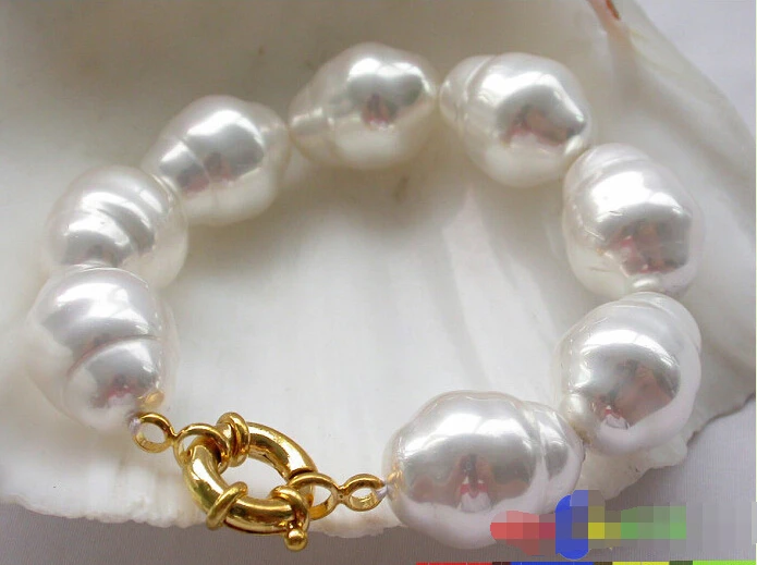 

p2683 8" 20mm pyriform white SOUTH SEA SHELL PEARL bracelet @^Noble style Natural Fine jewe SHIPPING 6.2 6.02