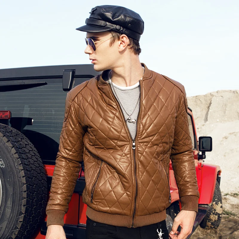 Argyle jaket для мужчин повседневное кожаная куртка Slim Fit Толстые бейсболка пальто