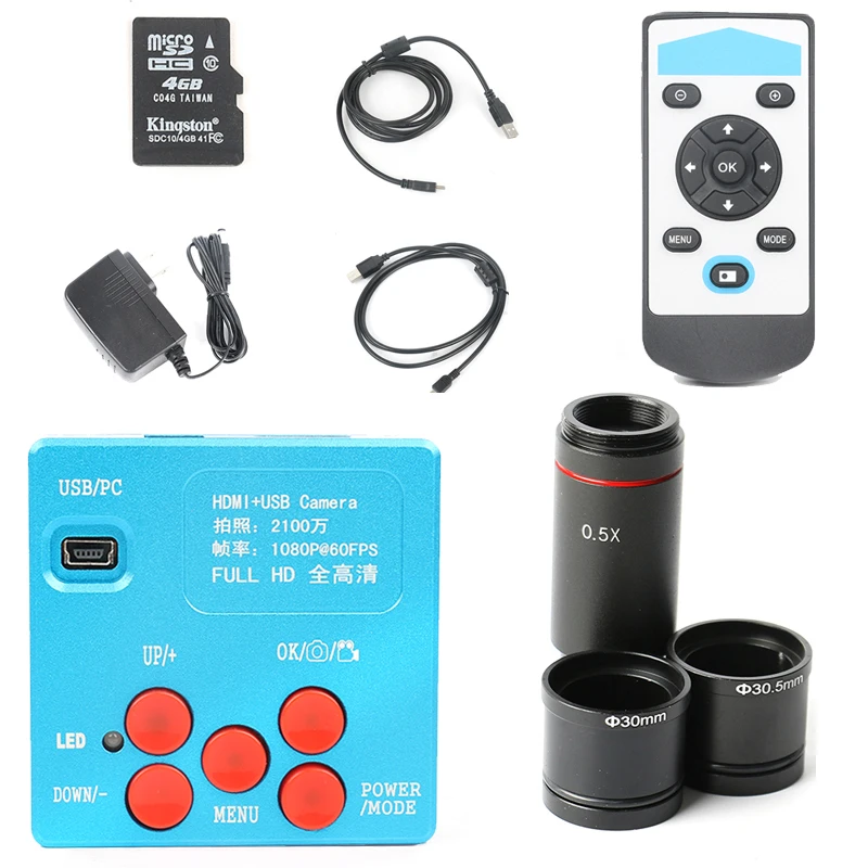 

High Speed 21MP 1080P 60FPS Digital Eyepiece Video Microscope Camera 0.5X Eyepiece Adapter Lens For Stereo Biological Microscope