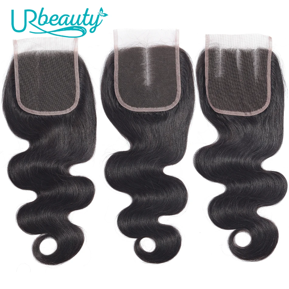 Ceny 4*4 zamknięcie koronki peruwiański ciało fala 100% ludzki włos UR uroda naturalne kolorowe włosy typu remy bezpłatne bliski trzy część zamknięcie