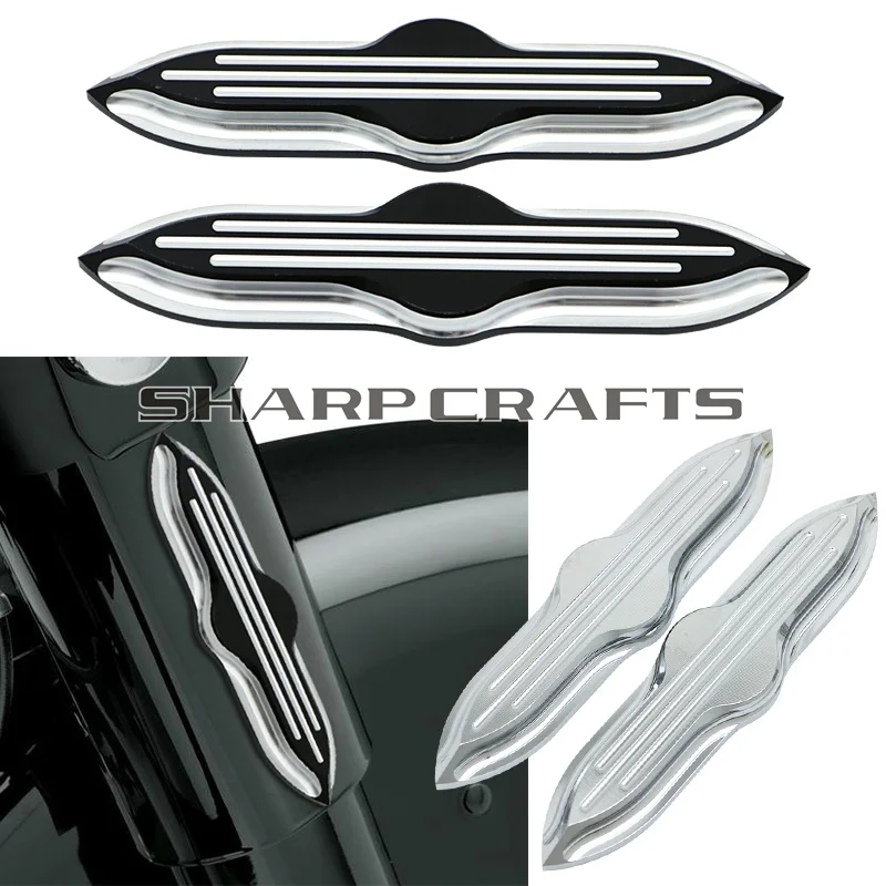 Motorcycle Edge Cut Fork Slider Cover Medallions For Harley Touring