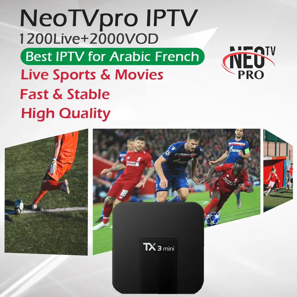 

Best France Arabic iptv NeoTV Subscription+TX3 PRO Android TV Box Amlogic S905X 1/8G 4K 2.4G Wifi Live Sports&Movies Set Top Box
