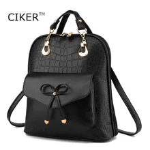 Ciker милые винтажные Мода 2017 г. лук кожаные рюкзаки для женщин опрятный bookbag новый дизайнер рюкзак брендов couro Mochilas Mujer