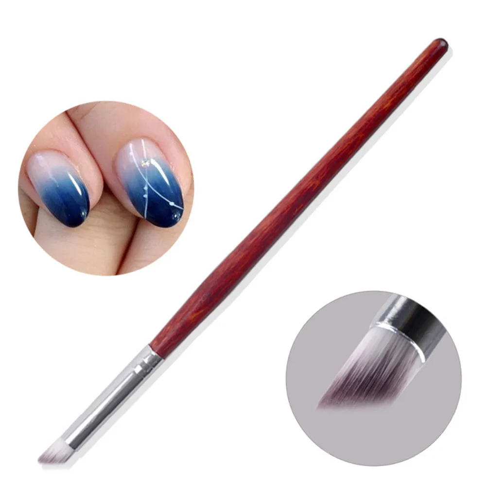 1 pz Unghie artistiche della Penna Della Spazzola manico In Legno Sfumatura di Colore delle unghie pennelli Cambiamento Graduale di Fioritura Punta di Disegno Pittura Polacco UV Del Gel uomo