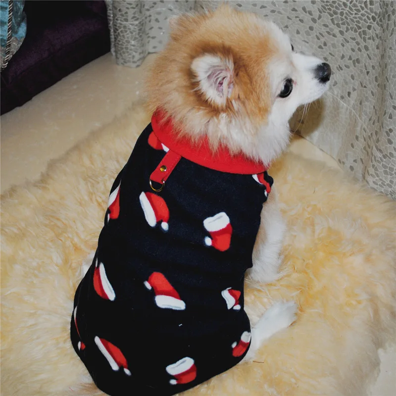 Зимнее пальто для собак Рождественская одежда для щенков куртка для чихуахуа французская одежда для бульдога Теплая Флисовая одежда для собак для маленьких собак 35