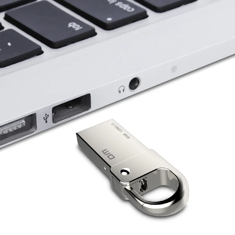  DM PD027 8GB 16GB 32GB USB Flash Drive Metal Pen Drive Key Ring Waterproof USB Stick Pendrive Flash